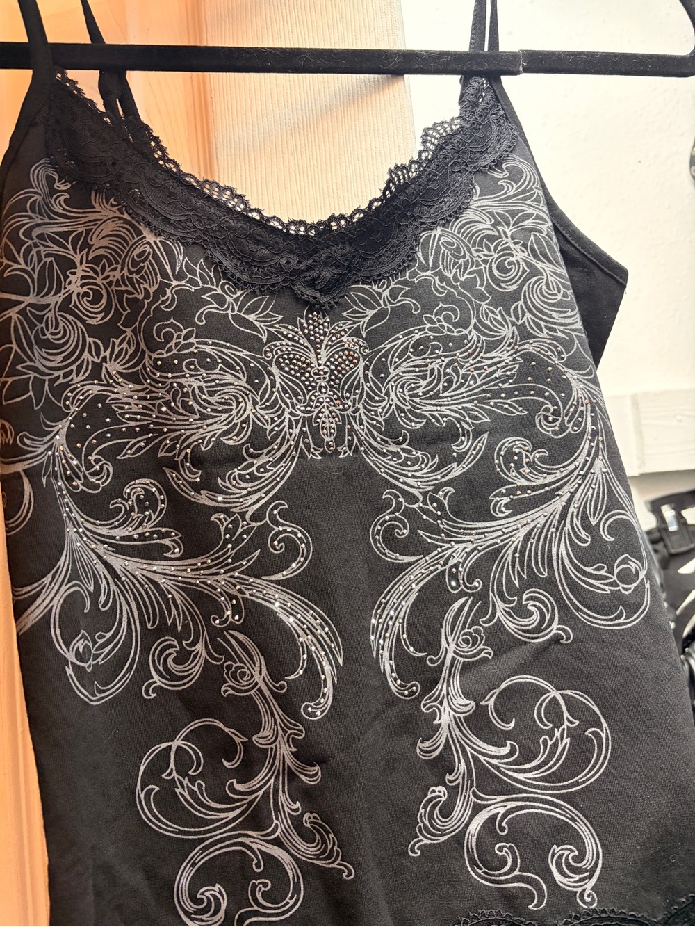 Dolls Kill Black Lace-Trim Dragon Print Cami - Picture 5 of 8